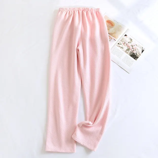 Cotton Air Layer Couple's Thickening Trousers With Side Pockets Female Pink 8 - Shop at LoveMi