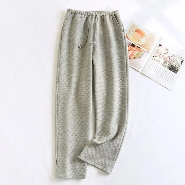 Cotton Air Layer Couple's Thickening Trousers With Side Pockets Women'S Dark Gray - Shop at LoveMi