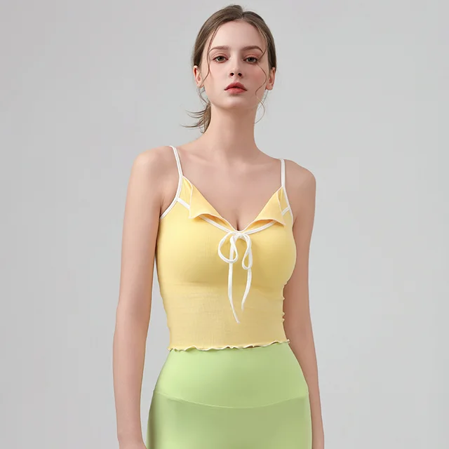 Sports Vest Women's Running Training With Chest Pad Soft Yellow - Shop at LoveMi
