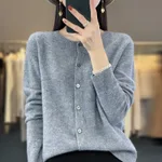 Cardigan Plus Size Coat Loose Round Neck Sweater - High Grade Gray