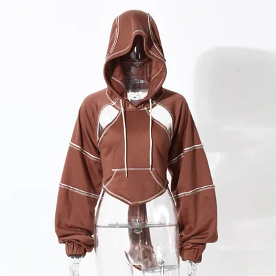 Bandage Dress Blouse Waistcoat Long Sleeve Top Brown - Shop at LoveMi