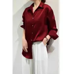 Simple Temperament Long Sleeve Shirt - Wine