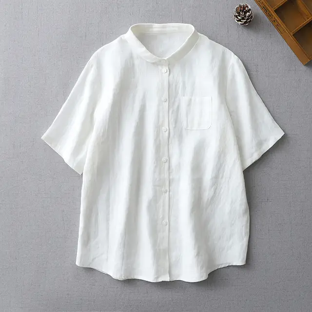 Retro Artistic Women's Slimming Shirt Top White - Shop at LoveMi