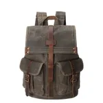 Men's Oil Wax Canvas Vintage Travel Backpack - Green