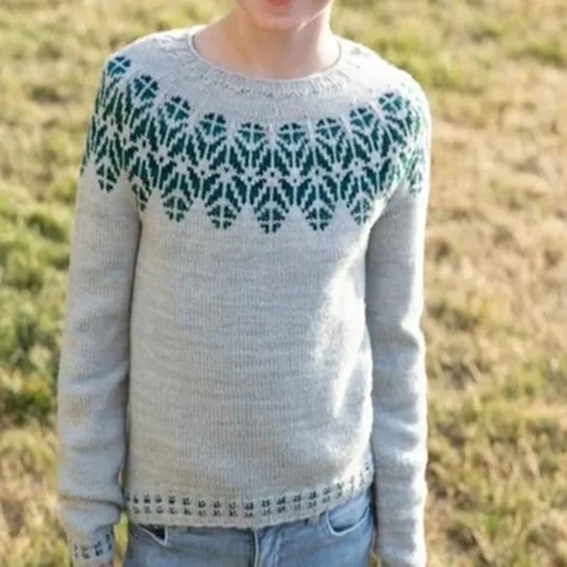Women's Round Neck Multicolor Loose Fashion Pullover Sweater Style383 - Shop at LoveMi