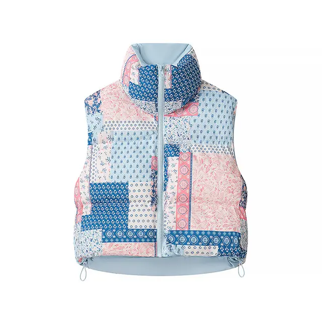 Hand Plug Cotton Printing Short Vest Waistcoat Jacket Blue - Shop at LoveMi