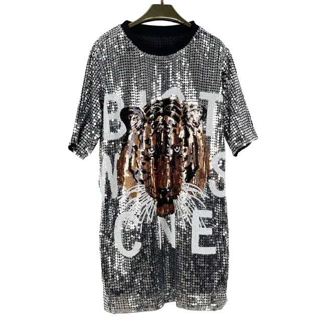 Women's Pearl Embroidery Mid length Loose Top Silver - Shop at LoveMi