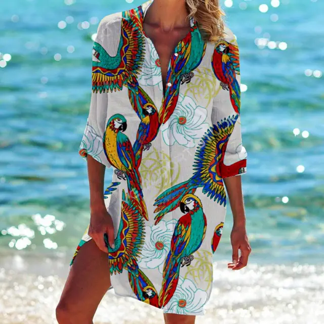 Women's Bird and flower Painting Printed Bikini Shirt Nt20Ksx1633 - Shop at LoveMi