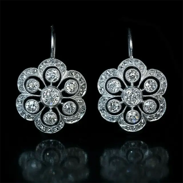 Female Geometric Circular Zircon Earrings Earrings D - Shop at LoveMi
