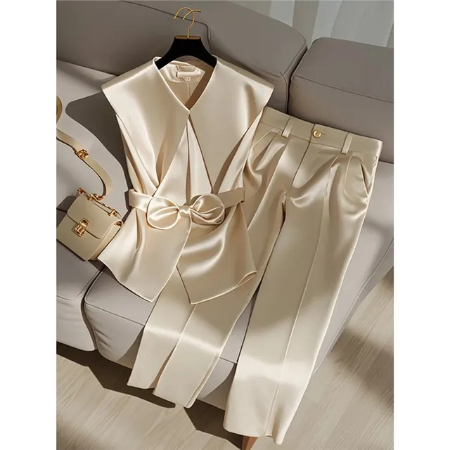 Western Style Youthful Fashionable Champagne Top And Trousers Champagne Top Pants - Shop at LoveMi