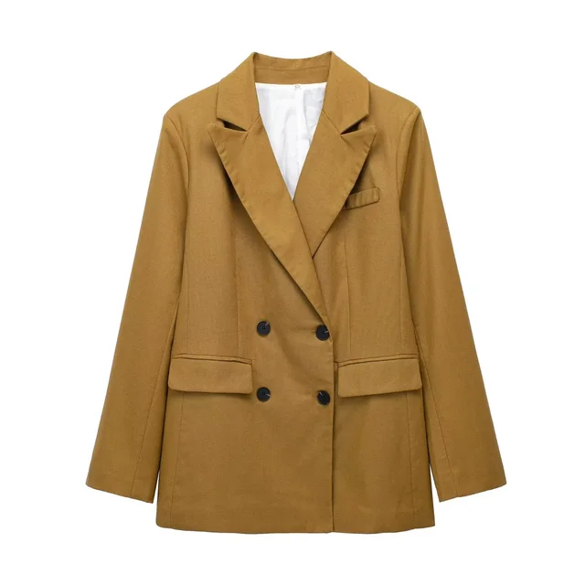 Linen Double Breasted Suit Coat Vest Straight leg Pants Suit Ginger Suit - Shop at LoveMi