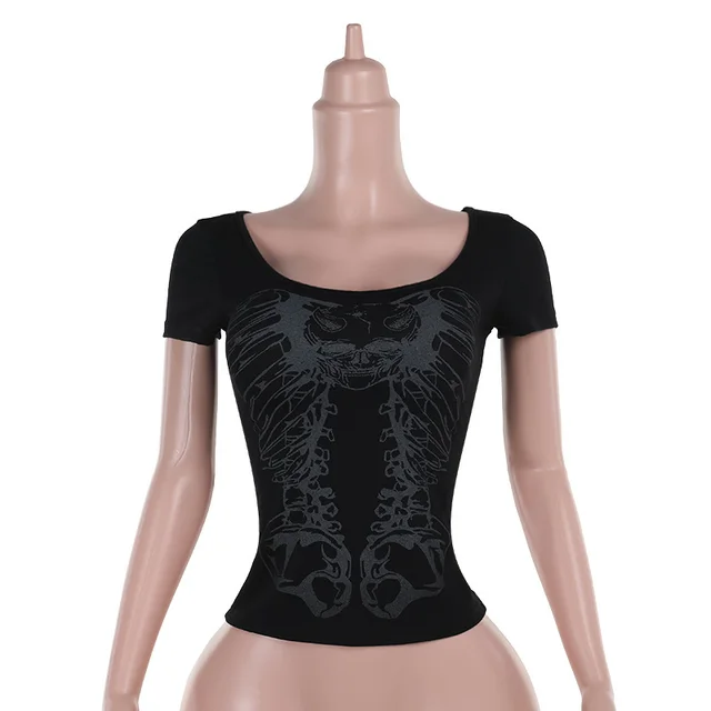 Punk Fashion Slim Top For Women Black - Shop at LoveMi