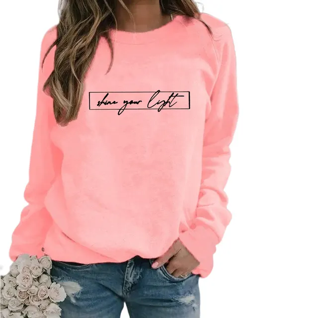 Women's Printed Casual Loose Sweatshirt Shirt Pink - Shop at LoveMi