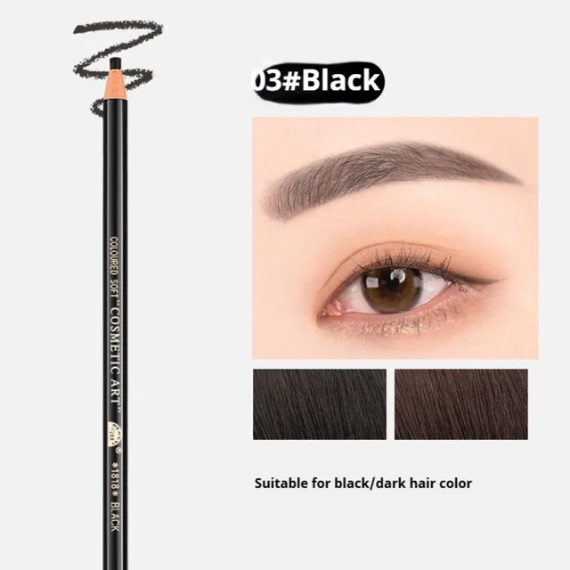 Line Drawing Waterproof Sweat proof Non fading Brushed Natural Eyebrow Pencil 03 Black - Shop at LoveMi