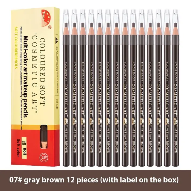 Line Drawing Waterproof Sweat proof Non fading Brushed Natural Eyebrow Pencil 7 Gray Brown 12 Pcs - Shop at LoveMi