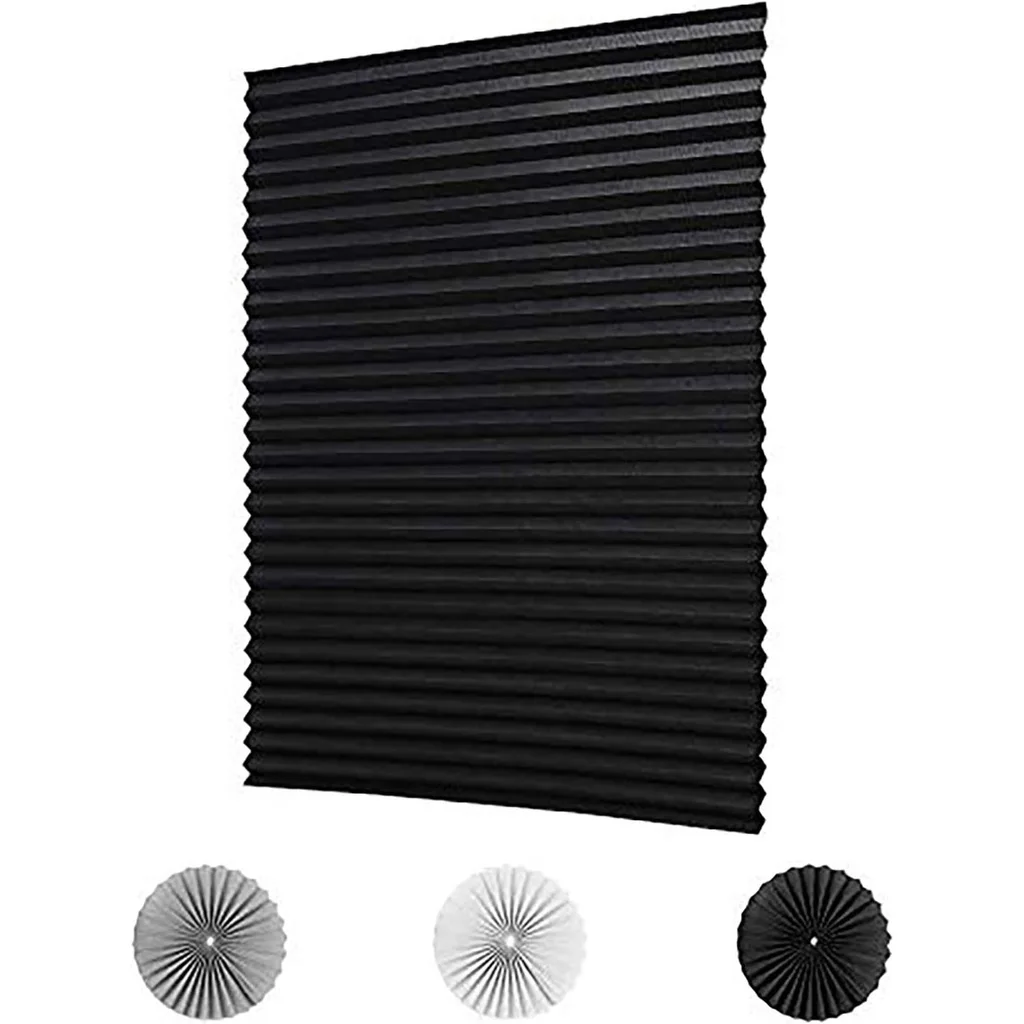Full Shading Curtain Self-adhesive Pleated Shades Punch-free Adhesive Roller Shutter - Black Half Shade