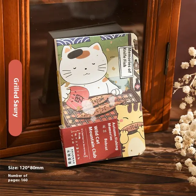 Moore Journal Book Yiliang Cat Mountain Club Cute Cat Diary Book Hand painted Illustration Pocket Notebook Student Autumn Sauries Burn - Shop at LoveMi