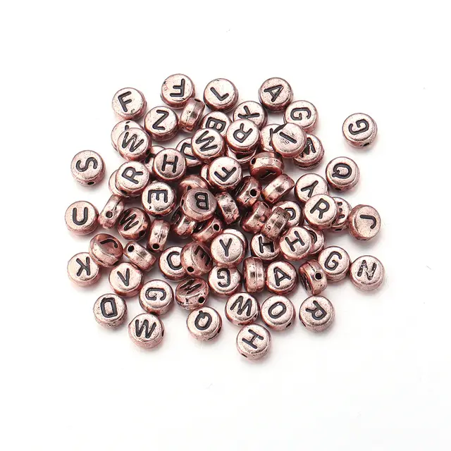 Flat Round Letter Beaded Diy Bracelet Ornament Rose Gold - Shop at LoveMi