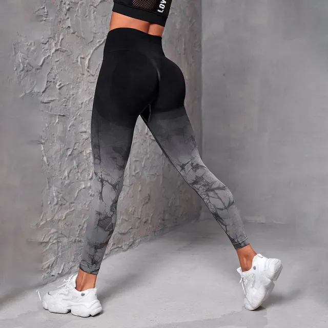 Gradient Tie dye Tight Yoga Trousers For Women Gray - Shop at LoveMi