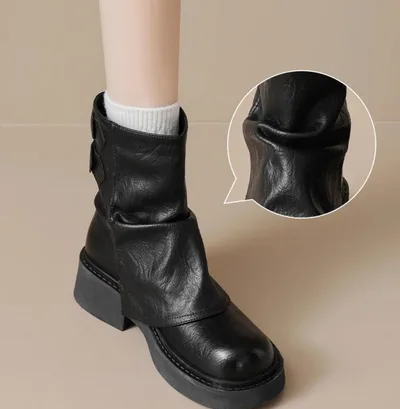 Women's British Style All match Fashion Short Boots Black - Shop at LoveMi