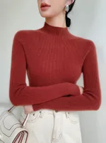 Women's Seamless Sweater Sweater - Ankela Red