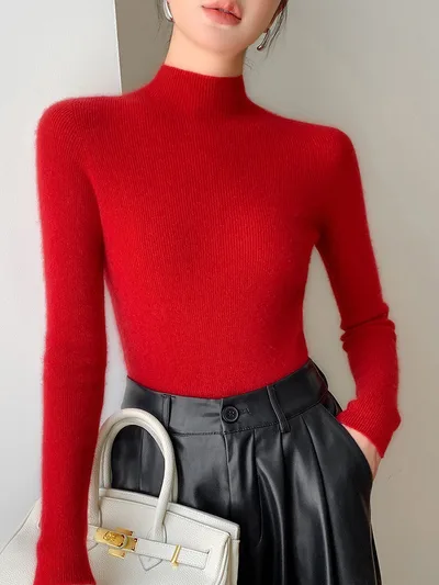 Women's Seamless Sweater Sweater Cherry Red - Shop at LoveMi