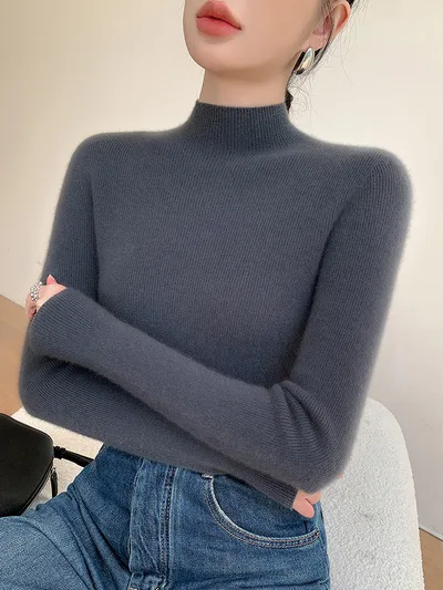 Women's Seamless Sweater Sweater Gray - Shop at LoveMi