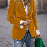 Velvet Lapel Casual Suit Business Fashion Slim Single-breasted Jacket Outwear Clothing For Women - Orange - View 1