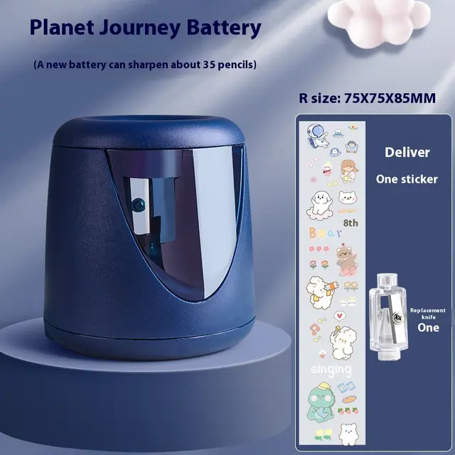 Automatic Cute Children's Pencil Sharpener Roll Portable Electric Pencil Sharpener Dark Blue - Shop at LoveMi
