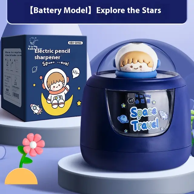 Electric Cartoon Pencil Sharpener Automatic Pencil Sharpener Penknife Dark Blue - Shop at LoveMi