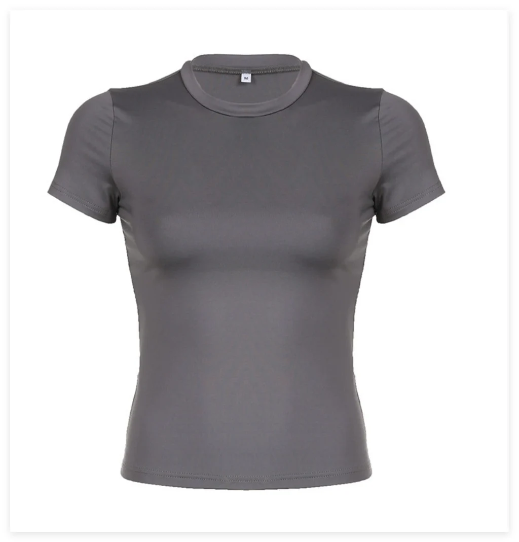 Women's Round Neck T-shirt Shory Style T-shirt - Grey