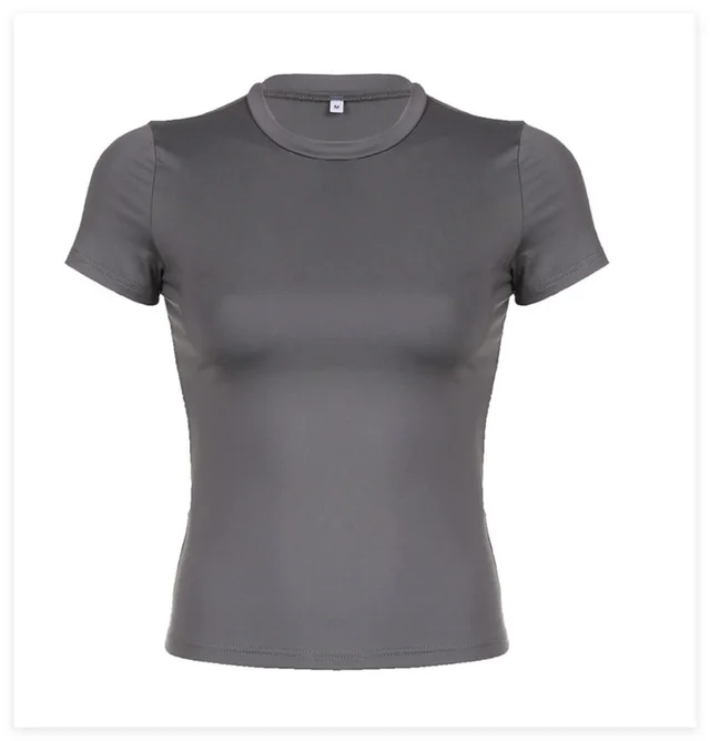Women's Round Neck T shirt Shory Style T shirt Grey - Shop at LoveMi