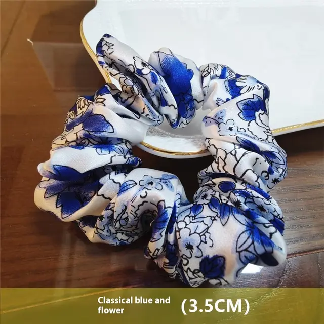 Mulberry Silk Silk Hair Band Accessories Ponytail And Updo Classical Blue And White - Shop at LoveMi