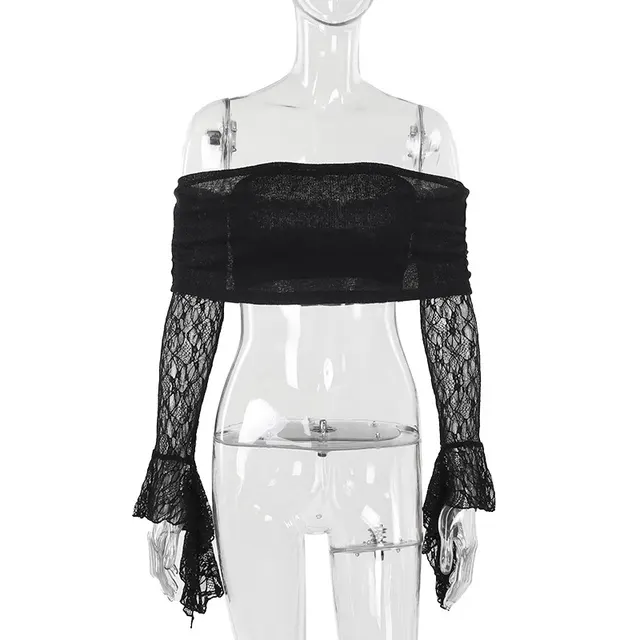 Women's Stitching Off shoulder Top Black - Shop at LoveMi