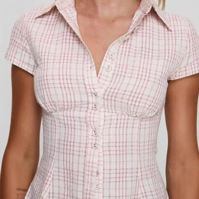 Casual Top Double Button Women's Clothing Sexy Shirt Red - Shop at LoveMi