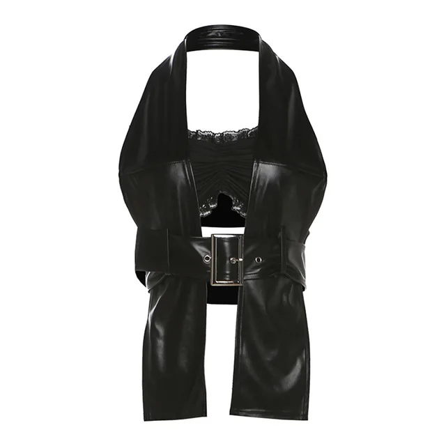 Women's Solid Color Slim Tube Top Fashion Halter Vest Two piece Set Black - Shop at LoveMi