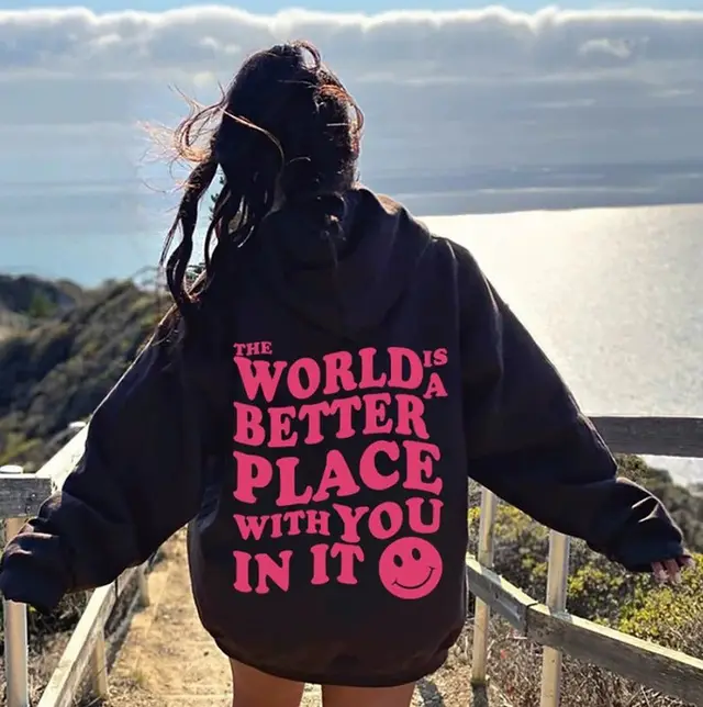 Hooded Hoodie Women's American Style Pink Letter Print Black - Shop at LoveMi
