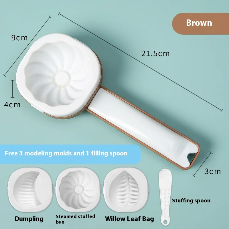 Three-purpose Steamed Buns Wrapper Mould Household Handmade Small Wrapper Maker - Coffee Colour