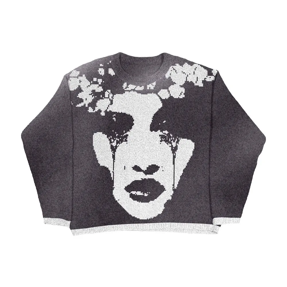 Retro Trendy Jacquard Pullover Sweater Top For Women Style 5 Xxl - Shop at LoveMi
