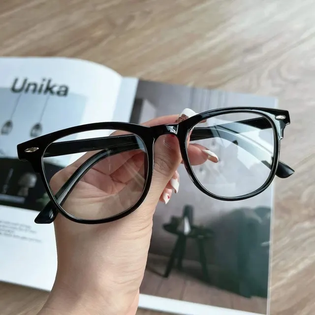 Retro Square Transparent Color Flat Light Mirror Glossy Black - Shop at LoveMi