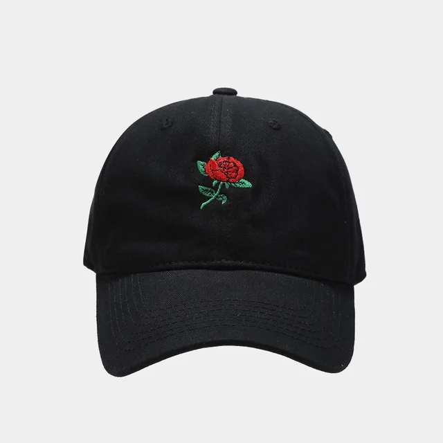 Women's Fashion Rose Embroidery Soft Top Baseball Cap Black - Shop at LoveMi