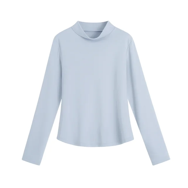 Plus Size Women's Thickened Multi color Turtleneck Bottoming Shirt Blue - Shop at LoveMi
