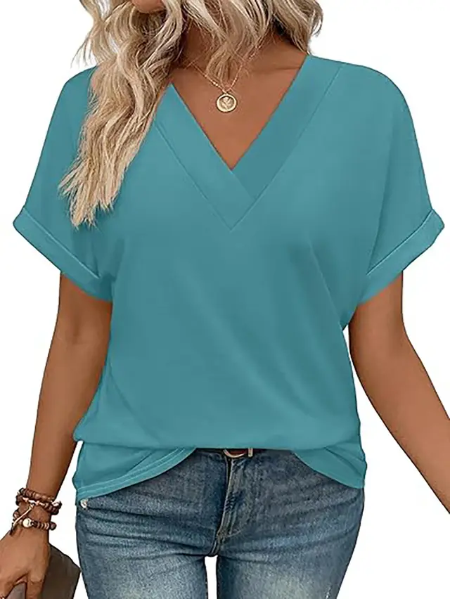 Women's Short Top Batwing Sleeve Shirt Lake Green - Shop at LoveMi