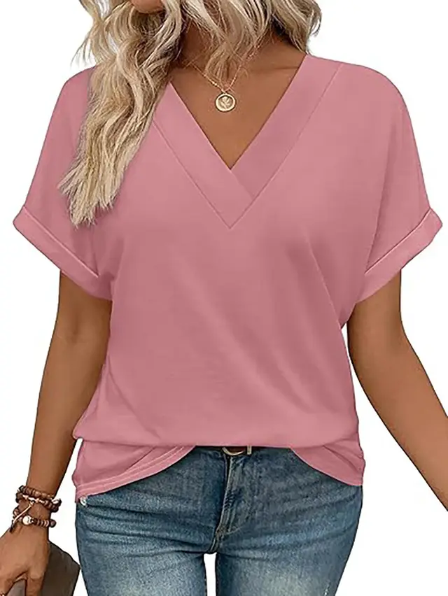 Women's Short Top Batwing Sleeve Shirt Pink - Shop at LoveMi
