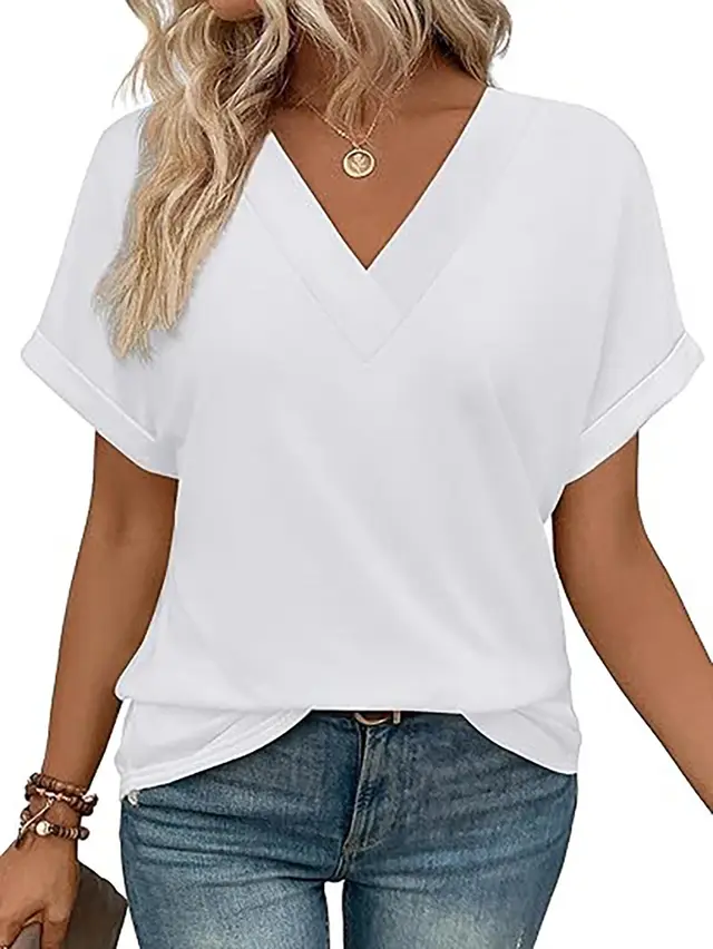 Women's Short Top Batwing Sleeve Shirt White - Shop at LoveMi