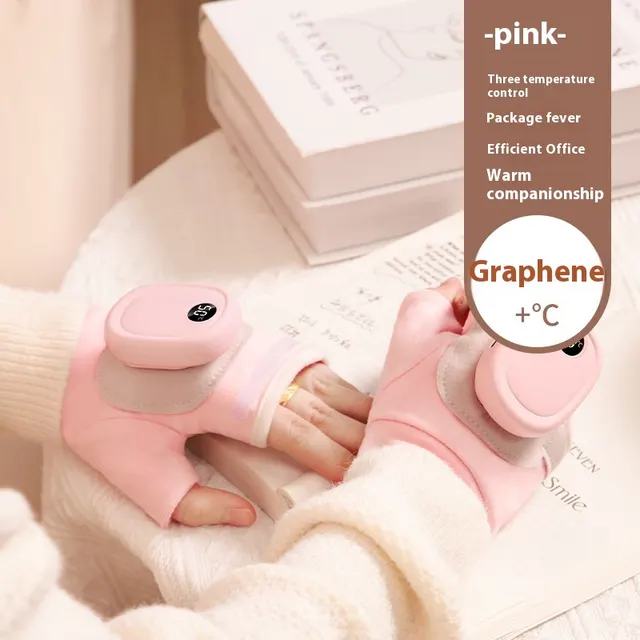 Electric Heating Gloves Rechargeable Cycling Warm Gloves Coral Pink - Shop at LoveMi