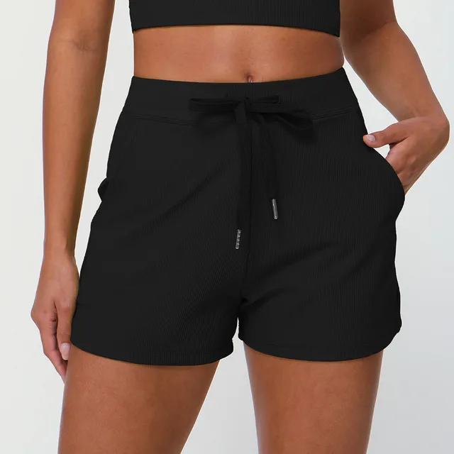 Women's Drawstring Quick drying Yoga Shorts Black - Shop at LoveMi