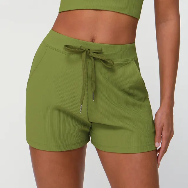Women's Drawstring Quick drying Yoga Shorts Deep Grass Green - Shop at LoveMi