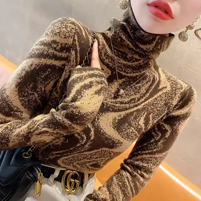 Women's Turtleneck Sweater Bottoming Shirt Autumn And Winter Fashionable Coffee - Shop at LoveMi