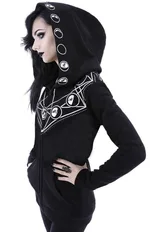 Long Sleeve Black Printed Hoodie - Black